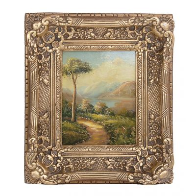 Картина маслом (ручн. работа) "Дерево" в резном багете (полистоун) 38*43*7 см