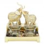 Подсвечник на две свечи "Два африканских слона в золотистых попонах"