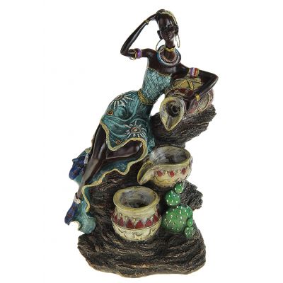Фонтан африканские мотивы дева на скале 18*15*30,5 см