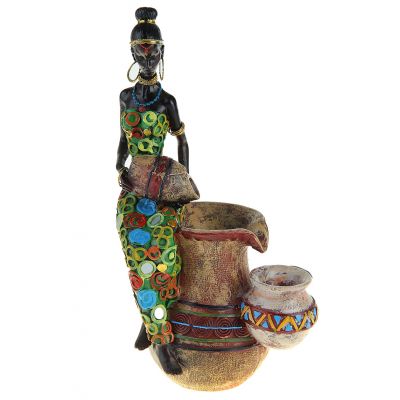 Фонтан африканские мотивы дева кружок с кувшинами 18,5*11*30 см