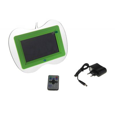 Цифро. фото. "Яблоко", SD, USB, поддер. форм. JPEG, MP3, MP4, AVI (пульт в комплек), зеленая