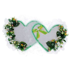 Украшение для зала "Совет да Любовь" два сердца средние цельные белый-зеленый