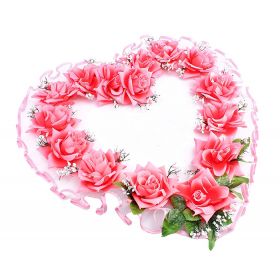 Украшение для зала "Сердце" Розовые розы с розовым кантом