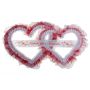 Украшение для зала "Совет да Любовь" два сердца средние с фатином, белый с красным