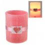 Лампа круглая из воска розового цвета с ароматом розы, декорированная керамическим сердцем d-15 h-1