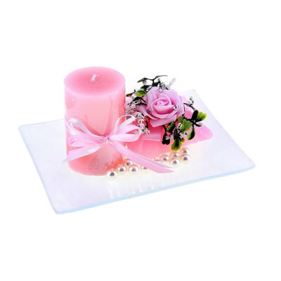 Свеча воск (набор 2 шт+декор) очарование розовая