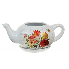 Кашпо керамика чайник 17*40 см букет