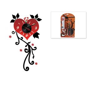 Часы настенные с декоративной наклейкой "Большое сердце" 10х10х3см. (батарейка- 1"АА" в комплект не входит) (полимерные материал
