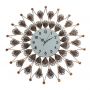 Часы настенные круглые рамка с ажурными перьями бронза