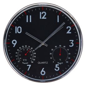 Часы настенные круглые с термометром и гидрометром рама хром "Стайл" 