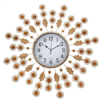 Часы настенные серия Ажур, декоративные камни,белый циферблат
