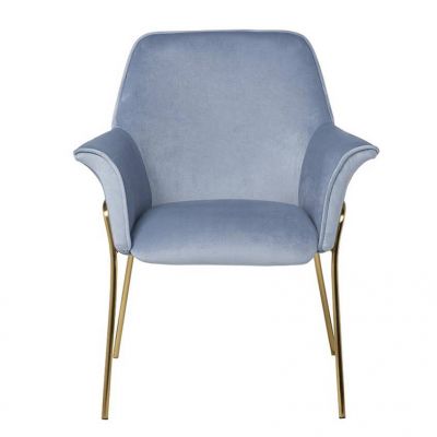 Купить Кресло велюровое серо-голубое на металлических ножках