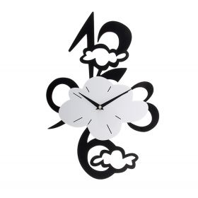 Часы настенные серия Акрил, Облачко-циферблат черные с белым