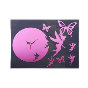 Часы наклейка, "Феи Бабочки в полете", розовый