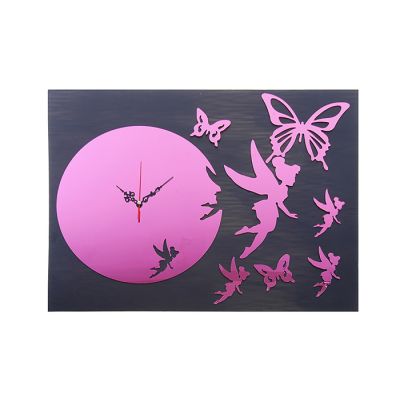 Часы наклейка, "Феи Бабочки в полете", розовый
