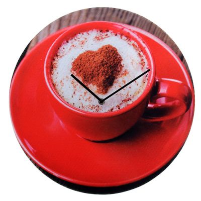 Часы настенные серии фетр "Чашка кофе с пенкой и корицей-сердечком"