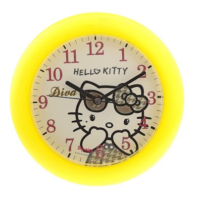 Часы настенные детские 41257 круглые желтые Hello Kitty