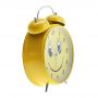 Будильник большой желтый с подсветкой на циферблате "Смайл", 2 звоночка