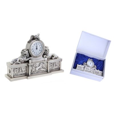 Часы настольные с покрытием под серебро "Львиное Царство", большие