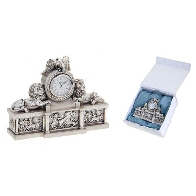 Часы настольные с покрытием под серебро "Львиное Царство", малые