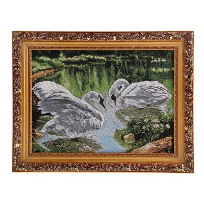 Картина гобелен "Белые лебеди" 35*45 см  Е097