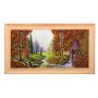 Картина янтарь 20х40 см светлая рама Пейзаж с мостиком, домиком микс