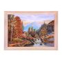 Картина янтарь 30х40 см светлая рама Пейзаж с мостиком, домиком микс